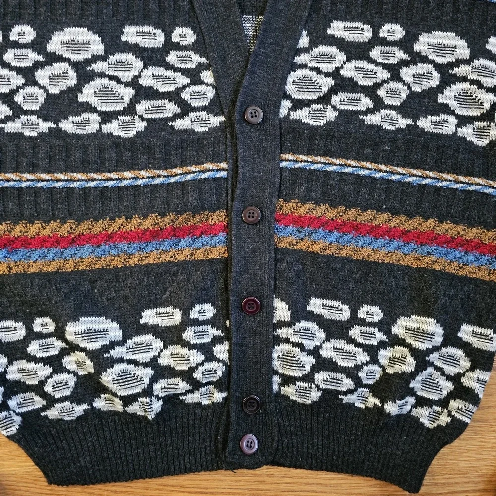 Vintage PRONTO UOMO Grandpa Cardigan Sweater Multicolor  Men's  XL (54)  ITALY